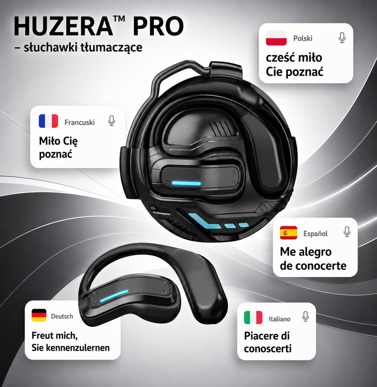 HUZERA™ PRO - Słuchawki tłumaczące